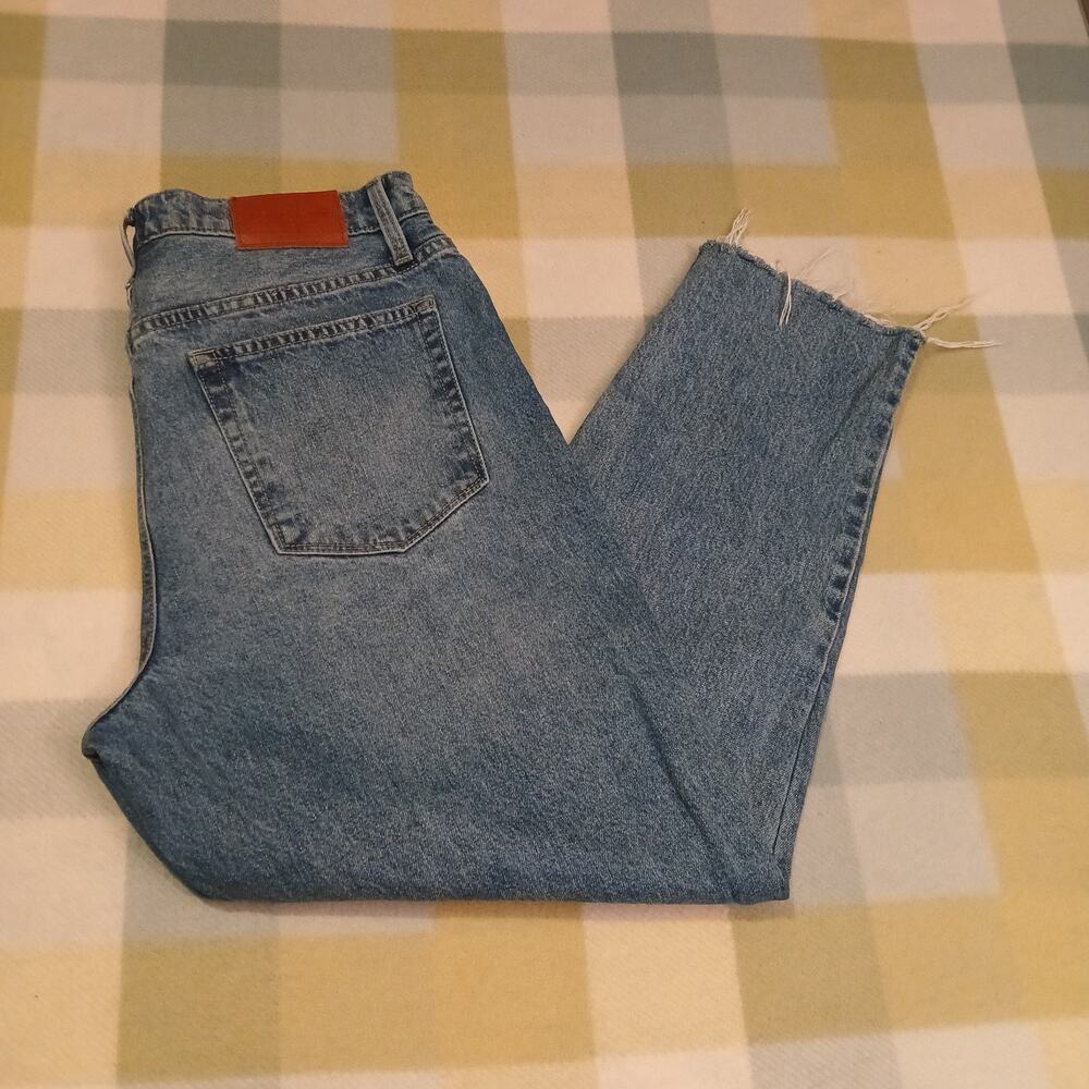 Lucky Brand Authentic Straight Crop Jeans Womens 12/31Raw Hem Exposed Button Fly